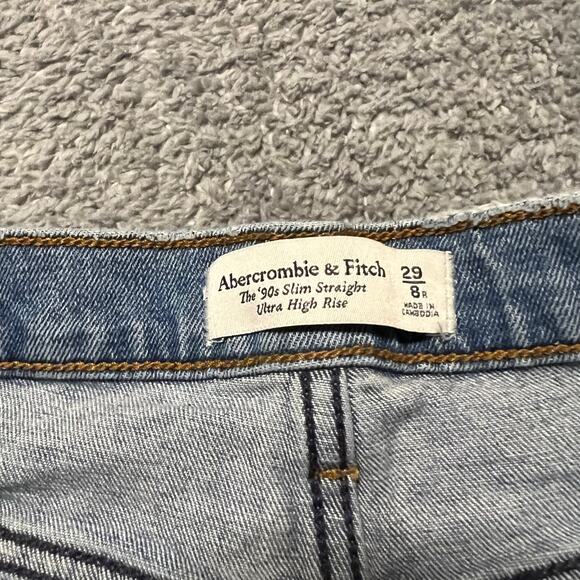 Abercrombie & Fitch Jeans Womens 29 /8 90s Slim Straight Ultra High Rise Blue ** - Picture 7 of 12